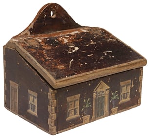 ENGLISH PAINT-DECORATED HOUSE FACADE CANDLE BOX