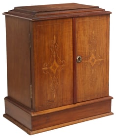 EDWARDIAN FLORAL MARQUETRY MAHOGANY TABLE CABINET / BOX