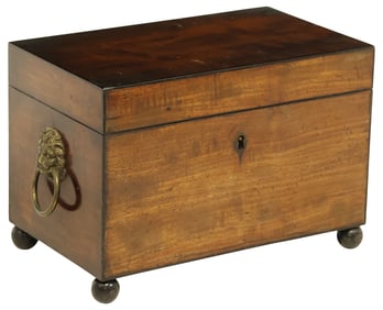 ENGLISH REGENCY MAHOGANY FITTED TEA CADDY