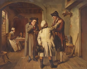 AFTER JEAN-BAPTISTE MADOU (D.1877) GENRE PAINTING, 'THE COUNSELOR & THE APPRAISER'