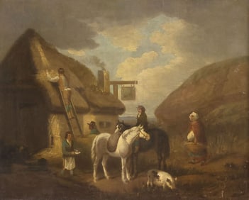 ATTRIB. TO GEORGE MORLAND (1763-1804) GENRE PAINTING, THE THATCHER