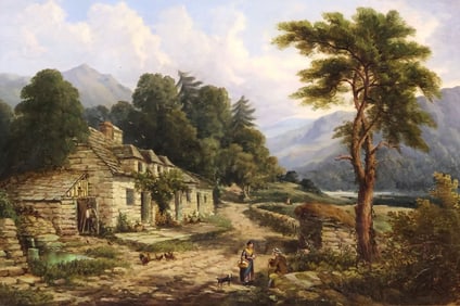 THOMAS THOMAS (D.1896) OIL PAINTING, WELSH LANDSCAPE, 20" X 30"