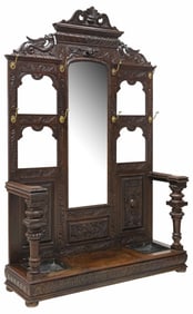 LARGE ENGLISH VICTORIAN FIGURAL CARVED HALLSTAND