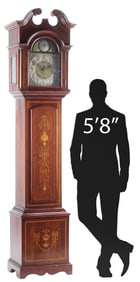 GEORGIAN STYLE MARQUETRY-INLAID LONGCASE CLOCK, 93.5"H