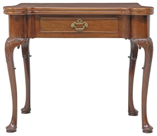 ENGLISH LATE GEORGIAN PERIOD MARQUETRY & MAHOGANY TEA TABLE