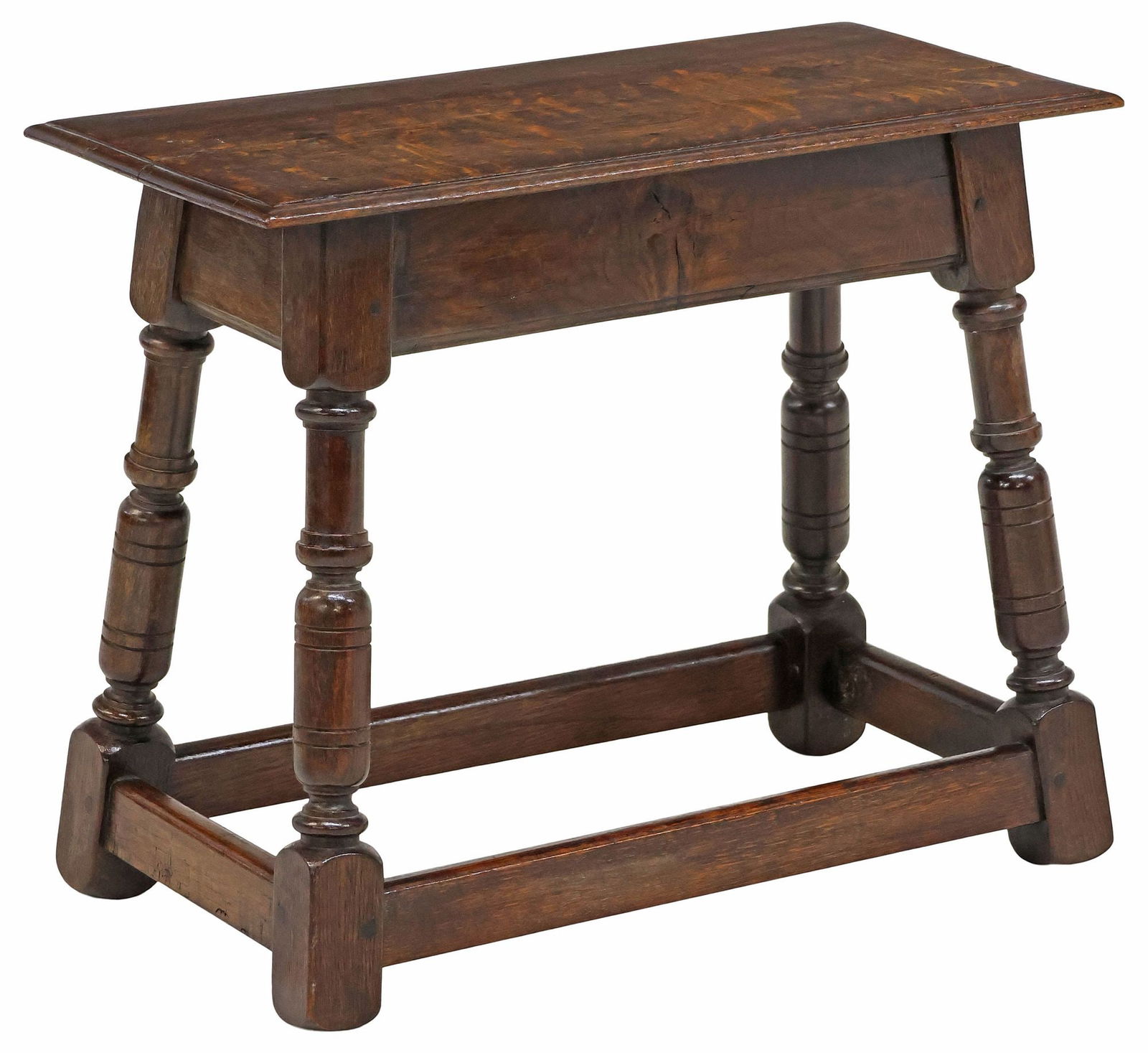 ENGLISH OAK TABORET/ STOOL ON TURNED LEGS (1 of 4)