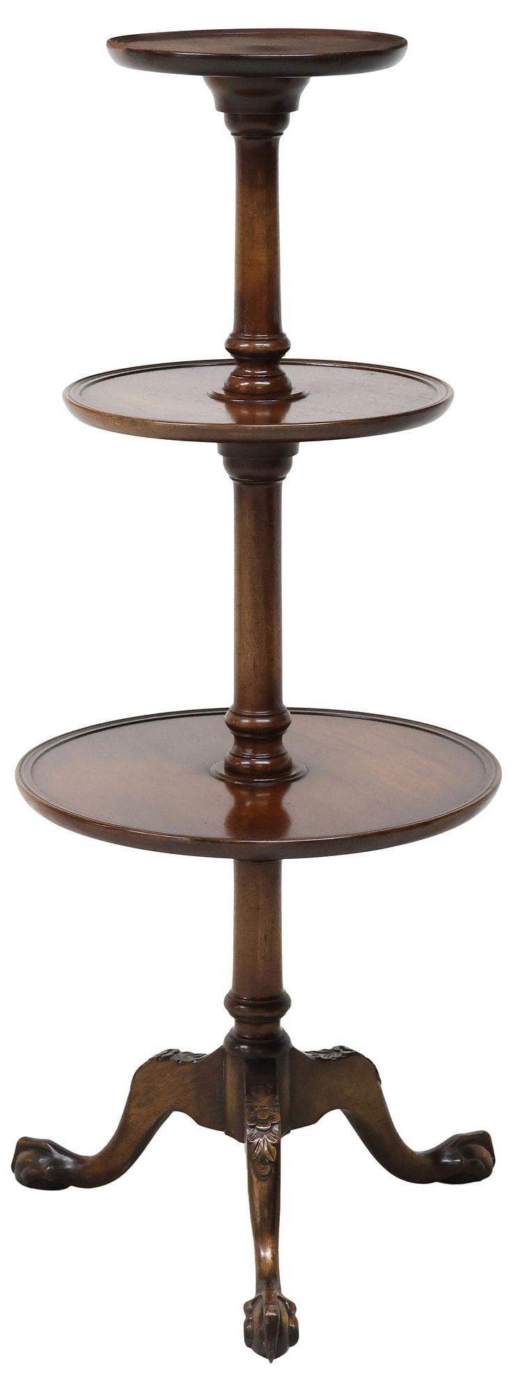 ENGLISH CHIPPENDALE STYLE MAHOGANY 3-TIER DUMBWAITER TABLE (1 of 4)