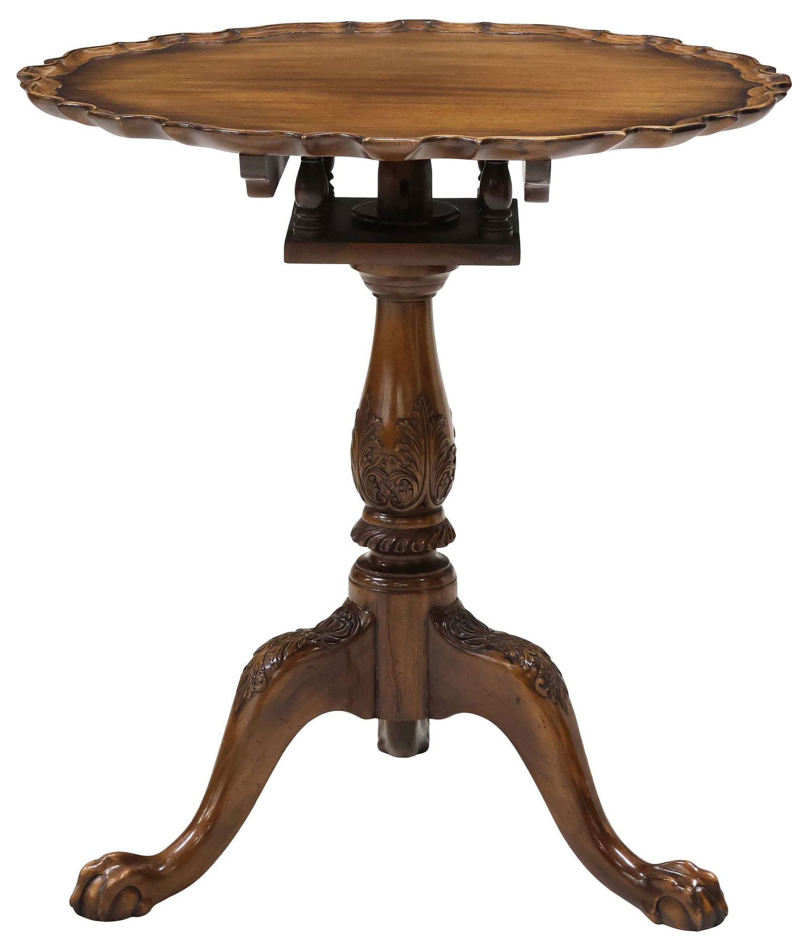 ENGLISH CHIPPENDALE STYLE TILT-TOP MAHOGANY TEA TABLE (1 of 6)