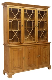 ENGLISH GEORGIAN STYLE GLAZED PINE BOOKCASE