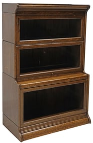 ENGLISH OAK THREE-STACK BARRISTER'S BOOKCASE