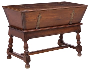 RUSTIC FRENCH OAK DOUGH BIN ON STAND, NOW FITTED WITH BAR CABINET