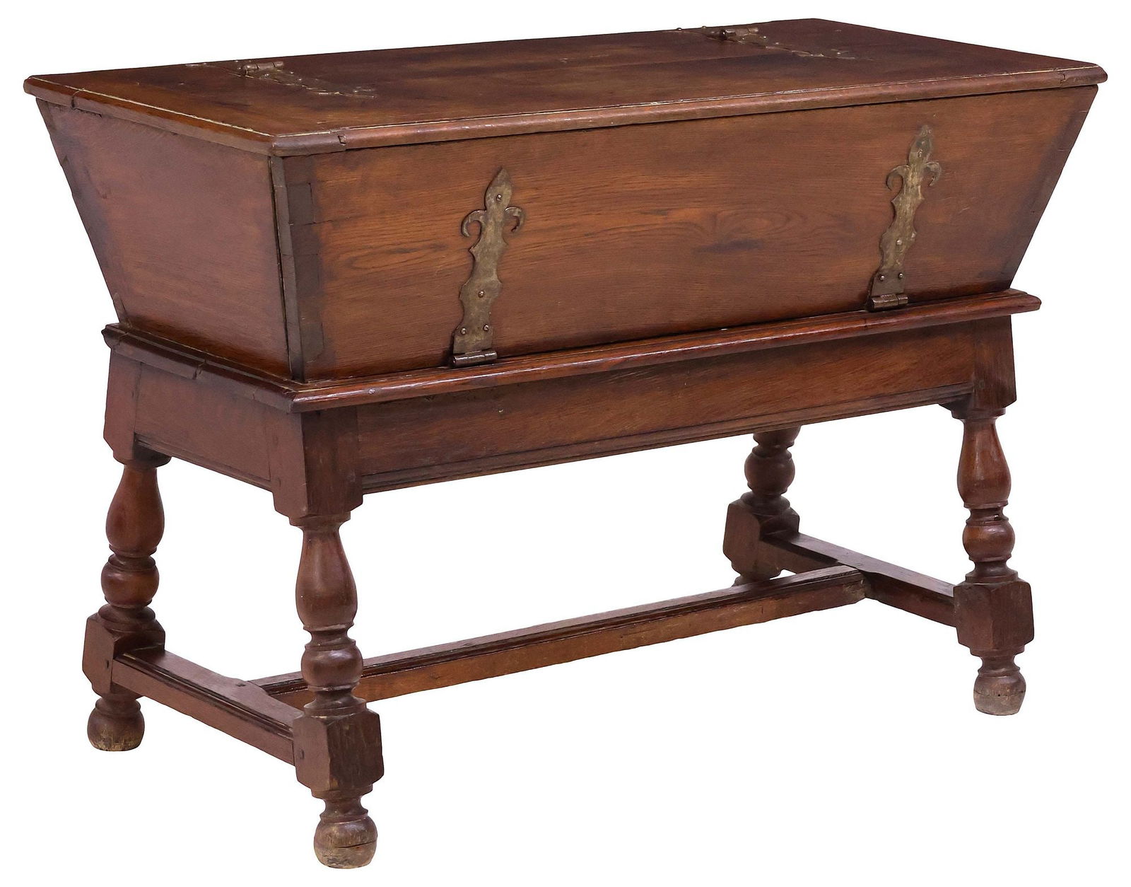 RUSTIC FRENCH OAK DOUGH BIN ON STAND, NOW FITTED WITH BAR CABINET (1 of 5)