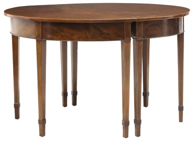 HEPPLEWHITE STYLE MAHOGANY THREE-PART DINING TABLE/ CONSOLE TABLES