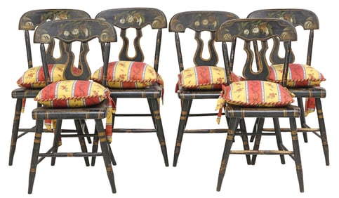 (6) AMERICAN A.L. DIAMENT & CO. STENCILED  HITCHCOCK-STYLE SIDE CHAIRS
