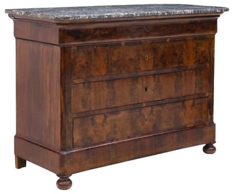 FRENCH LOUIS PHILIPPE PERIOD MARBLE-TOP MAHOGANY COMMODE