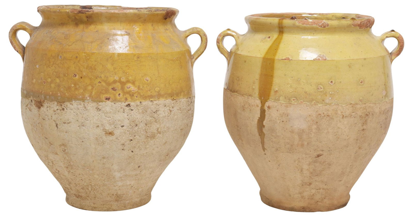 (2) FRENCH OCHRE-GLAZED EARTHENWARE CONFIT POTS (1 of 3)