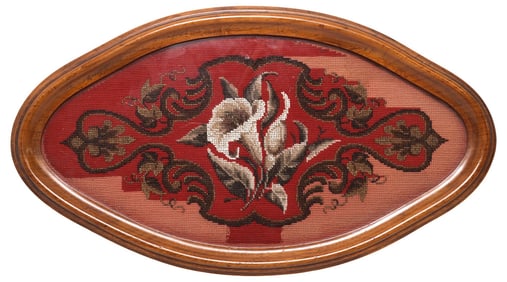 ENGLISH VICTORIAN OVULAR BEADWORK SERVICE/ TEA TRAY