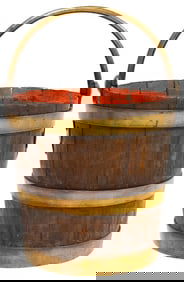 ENGLISH BRASS-BOUND COOPERED OAK STAVE BUCKET