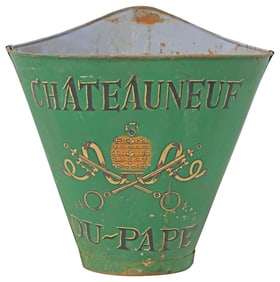 FRENCH VINEYARD PAINTED METAL GRAPE PICKER'S HOTTE / HOD