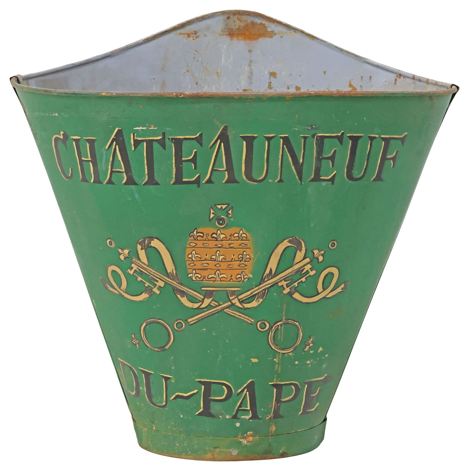 FRENCH VINEYARD PAINTED METAL GRAPE PICKER'S HOTTE / HOD (1 of 3)
