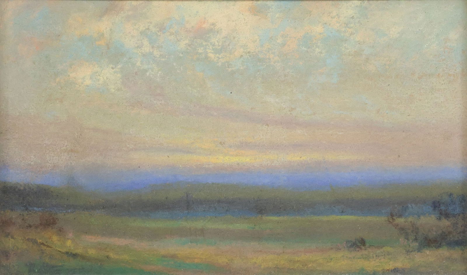 HALE BOLTON (TEXAS, 1879-1920) OIL PASTEL DRAWING, SUNRISE LANDSCAPE (1 of 7)
