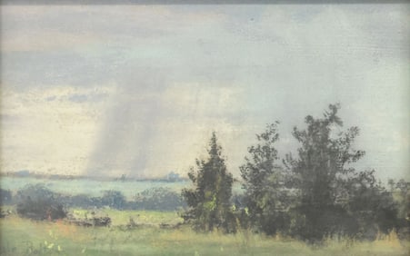 HALE BOLTON (TEXAS, 1879-1920) OIL PASTEL DRAWING, STORMY LANDSCAPE