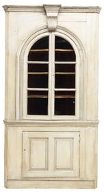 LARGE ENGLISH GEORGIAN PERIOD PAINTED PINE CORNER CABINET, 90"H