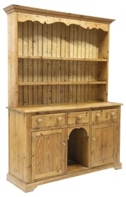 ENGLISH VICTORIAN PINE KITCHEN DRESSER & RACK