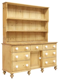 VICTORIAN PINE KITCHEN DRESSER & RACK