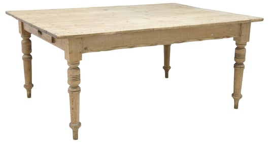 LARGE ENGLISH VICTORIAN SCRUBBED PINE DINING TABLE
