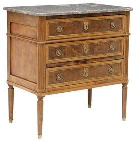 FRENCH LOUIS XVI STYLE WALNUT PETITE COMMODE