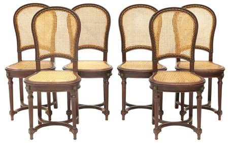 (6) FRENCH LOUIS XVI STYLE CANED DINING CHAIRS