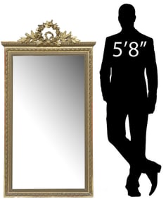 FRENCH LOUIS XVI STYLE GILTWOOD BEVELED MIRROR, 62"H
