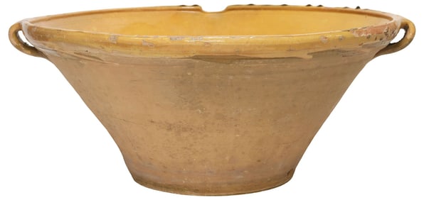 LARGE FRENCH PROVINCIAL OCHRE-GLAZED TERRACOTTA TIAN BOWL