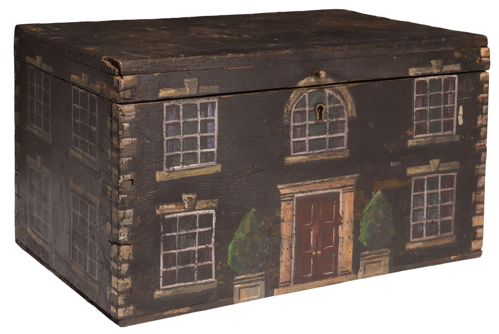 ENGLISH PAINT-DECORATED HOUSE FACADE WORK BOX (1 of 4)