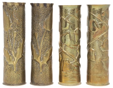 (4) WWI-ERA TRENCH ART ARTILLERY SHELL VASES
