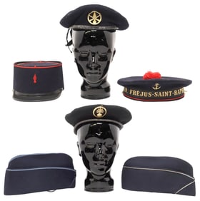 (6) FRENCH MILITARY HATS, FOREIGN LEGION BERETS & KEPI, SIDE CAPS & TAM O' SHANTER