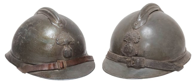 (2) FRENCH WWII ADRIAN HELMETS, INFANTRY AND COLONIAL TROOPS