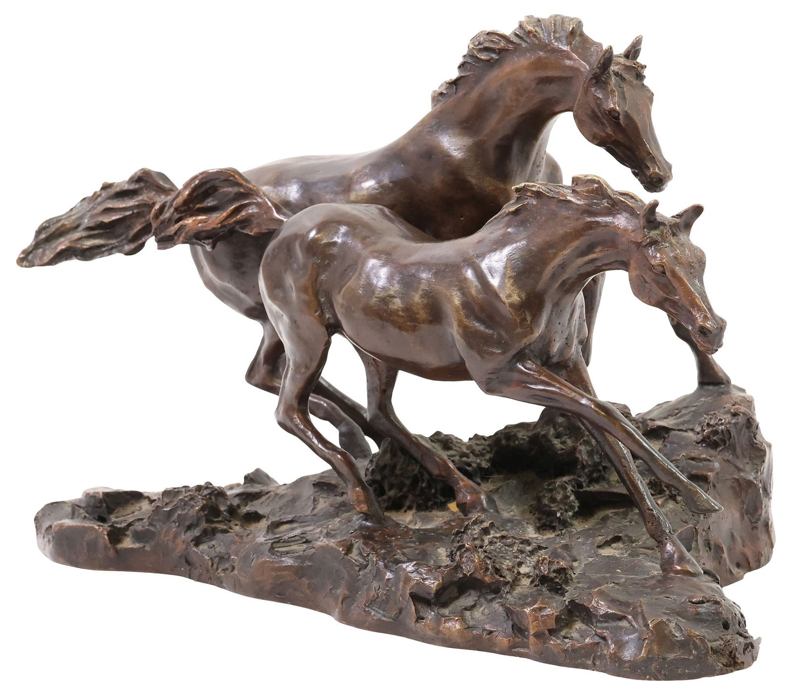 LANFORD MONROE (D.2000) FRANKLIN MINT EQUESTRIAN BRONZE, 'MORNING ON THE PLAINS' (1 of 6)