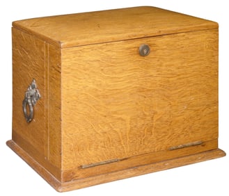 LARGE ENGLISH OAK STATIONARY BOX / WRITING DESK