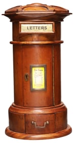 ENGLISH PILLAR FORM MAHOGANY LETTER BOX