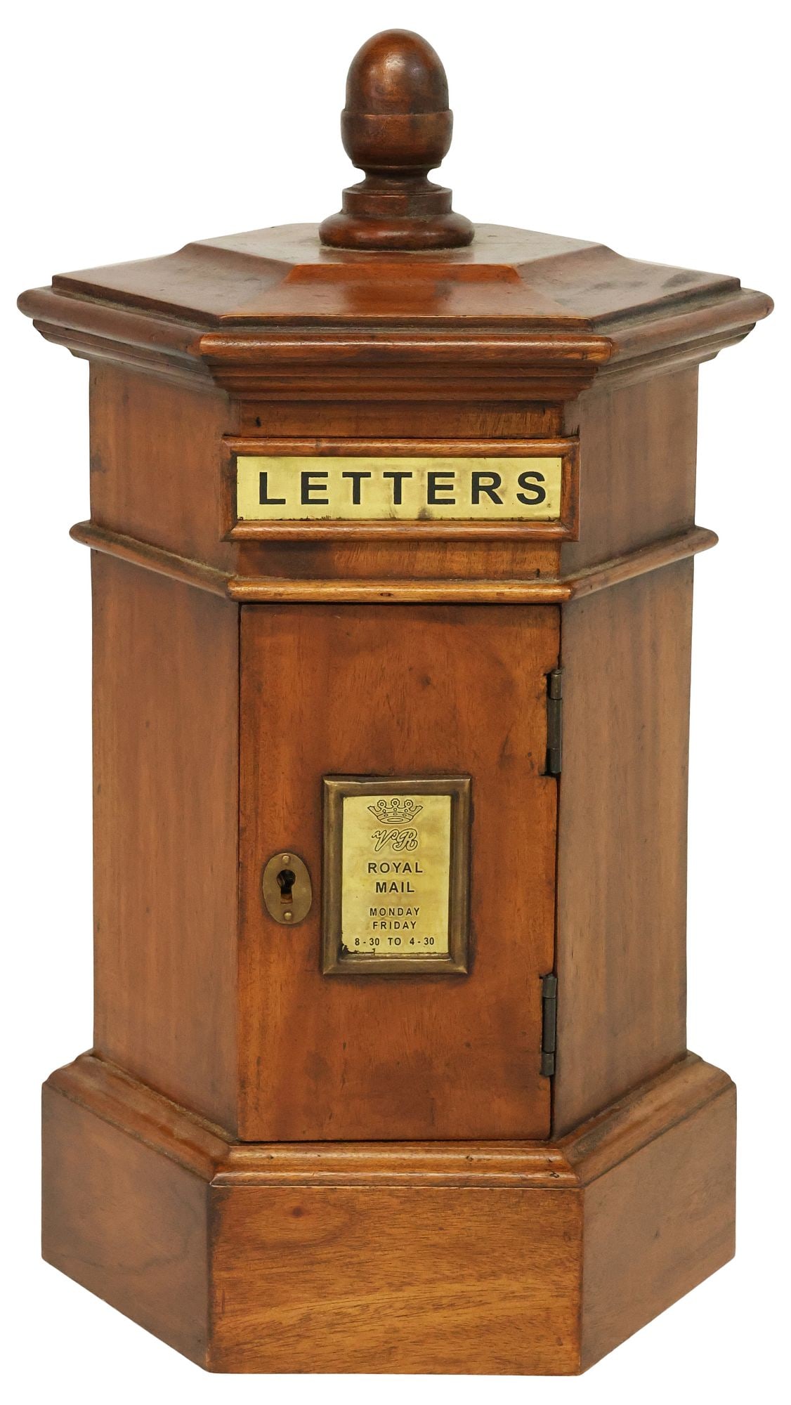 ENGLISH HEXAGONAL PILLAR-FORM MAHOGANY LETTER BOX (1 of 5)