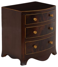 GEORGIAN STYLE STRING INLAID MAHOGANY MINIATURE CHEST OF DRAWERS