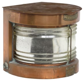 LARGE ENGLISH METEORITE COPPER & GLASS NAUTICAL SHIP'S LANTERN