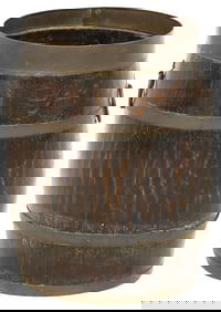 ENGLISH BRASS-BANDED COOPERED OAK BARREL