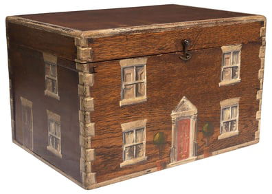 ENGLISH PAINT-DECORATED HOUSE FACADE TABLE BOX