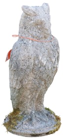 LARGE CAST STONE GARDEN BIRD FIGURE, OWL, 29"H