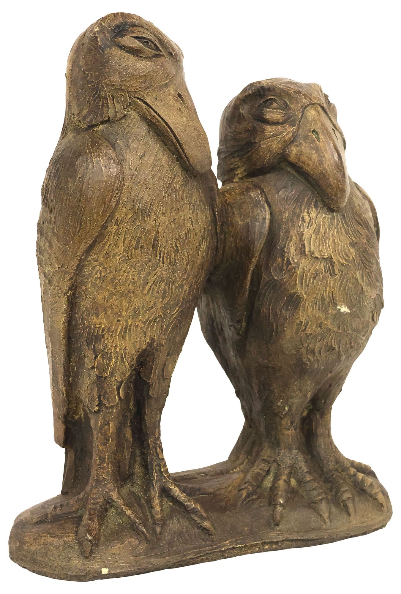 ENGLISH CAST STONE MARTIN BROTHERS STYLE DOUBLE WALLY BIRD SCULPTURE (1 of 4)