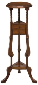 ENGLISH STYLE MAHOGANY 2-DRAWER WIG STAND / PLANTSTAND