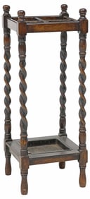 ENGLISH OAK BARLEY TWIST UMBRELLA OR STICK STAND